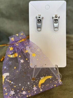 Wearable Art at its Best! Edgy ZIPPER  STYLE Earrings in Silver Stainless Steel